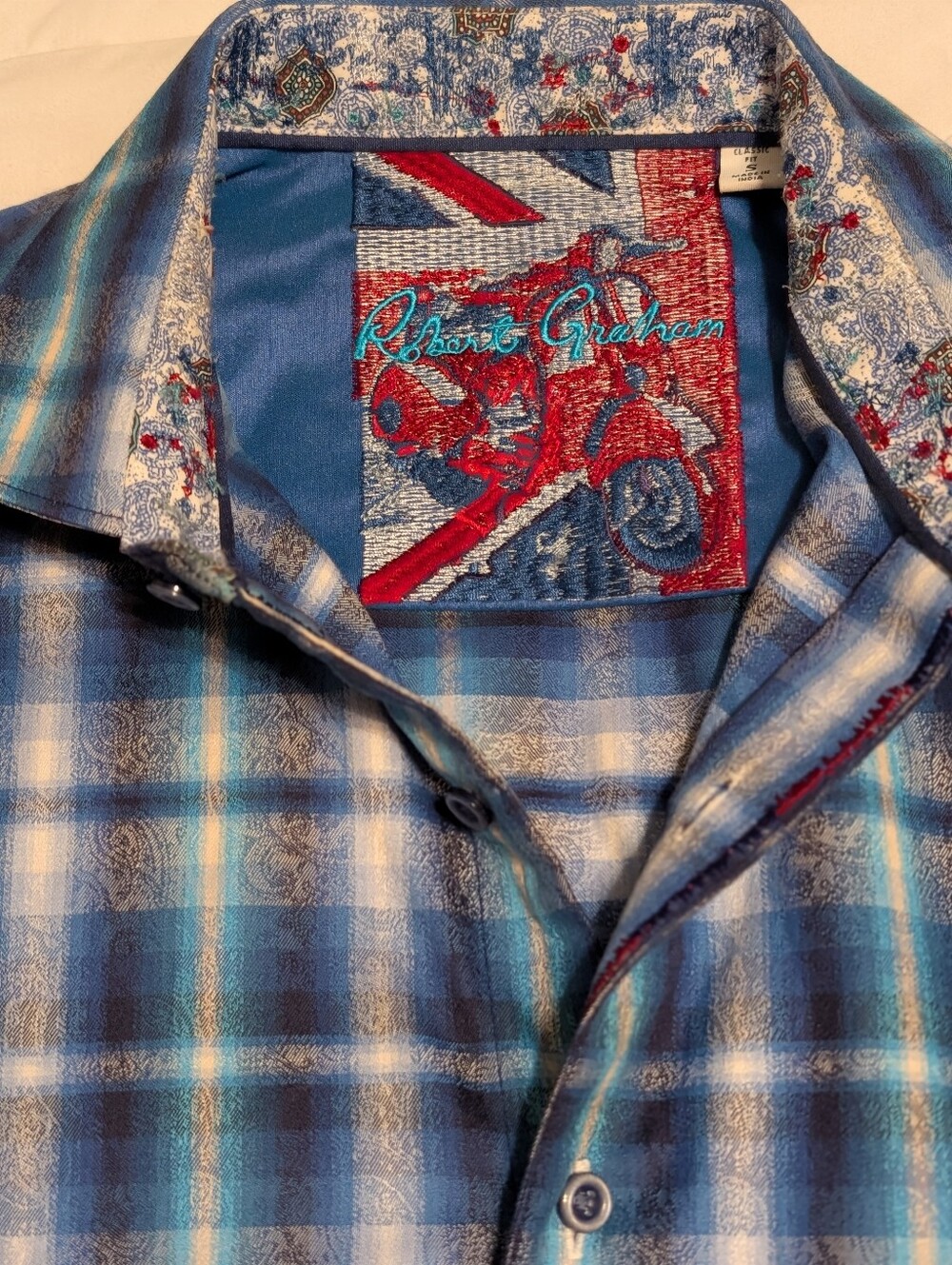 ROBERT GRAHAM Men's Blue Plaid Long-Sleeve Button-Up Shirt - Picture 2 of 4